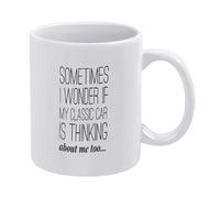 Parfois, Je Me Demande Si Ma Voiture De Collection Pense Aussi À Moi. Tasses Drôle Tasse Céramique Tasse À Café 330Ml Pour Chocolat Chaud Collègue Ami