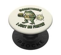 Parfois, Je suis Juste Fartin Frog en Train de Manger Un Hamburger et Un Soda de façon Amusante PopSockets PopGrip Adhésif