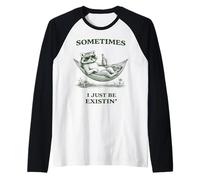 Parfois, j'existe Juste Un mème drôle de Raton Laveur Manche Raglan