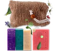 Parfum Citron-Poola Bloom Savons Noir Bio Vegan Set De 4 Savons Naturels Hydratants Et Exfoliants Aux Huiles Essentielles Citron,Patchouli,Lavande Et Eucalyptus Pour Hommes Et Femmes