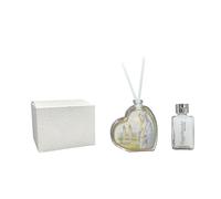Parfum cœur en verre MADONNA de MEDJUGORJE avec détails en or dans une boîte cadeau. Bonbonnière de mariage, baptême, communion, confirmation, remise de diplôme, anniversaires et cadeaux utiles