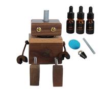 Parfum d'Ambiance pour Voiture, Diffuseur d'Huiles Parfumées Automobile Wooden Robot, Décor Maison Artisanal Intérieur Bureau Voitures Scooters Utilisation