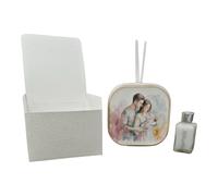 Parfum en simili cuir sacré famille avec détails en or dans une boîte cadeau. Bonbonnière mariage, baptême, communion, confirmation, remise de diplôme, anniversaires et cadeaux utiles (Sainte Famille