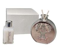Parfum en verre transparent arbre mains cœur avec application en méthacrylate coloré. Bonbonnières, mariage, baptême, communion, anniversaires et cadeaux utiles, originaux et économiques (OR ROSE)