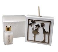 Parfum personnalisé en simili cuir amoureux baiser avec application en méthacrylate coloré. Bonbonnières, mariage, anniversaires et cadeaux utiles, originaux et bon marché (BRONZO)