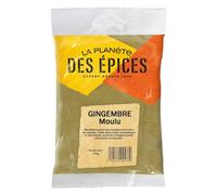 Parfum subtil de gingembre, éclat citronné - Gingembre Moulu LES PLANETE DES EPICES, 100 g, poudre fine au goût poivré, récolté parmi les meilleurs terroirs du monde - Lot de 4