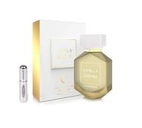 Parfum Vanilla Charm Eau de Parfum 100 ml, parfum arabe longue durée comprenant atomiseur rechargeable 5 ml, parfum avec notes de fleur d'abricot, jasmin, vanille et caramel (vanille