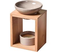 Parfum Yona - Brûleur Fondant Cire Parfumée - Diffuseur Huile Essentielle et Parfum d`Ambiance - Bougeoir Aromathérapie Porte Bougie en Bois et Céramique Décoratif - Hauteur: 12 cm - Zen`Arôme