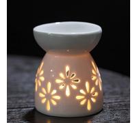 Parfumé Bruleur Huile Essentielle, 50 ML Céramique Brûleurs À Huile À Cire Fondue, Brûleur À Bougie Chauffe-Plat avec Plateau À Bougie, Diffuseur De Parfum Motif Floral