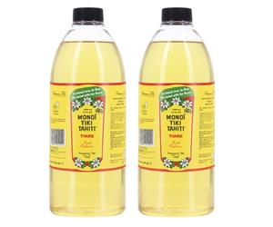 Parfumerie TIKI Monoï AO Tahiti 1L - Huile Naturelle Corps Cheveux Massage Hydratation Intense Certifiée ECOCERT - Fabriqué à Tahiti (Lot de 2)