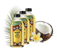 Parfumerie TIKI Monoi Tiare Tahiti 120ml Fleur Incluse - Huile Corps Cheveux Hydratante Nourrissante Massage - Soin Naturel - Fabrique à Tahiti (Lot de 3)