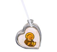 Parfumeur coeur en verre PADRE PIO avec détails en or dans une boîte cadeau. Bonbonnière de mariage, baptême, communion, confirmation, remise de diplôme, anniversaires et cadeaux utiles