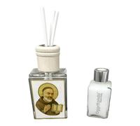 Parfumeur rectangulaire en verre PADRE PIO détails en or dans une boîte cadeau. Bonbonnière de mariage, baptême, communion, confirmation, remise de diplôme, anniversaires et cadeaux utiles