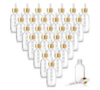 Parfumlism Lot de 20 flacons compte-gouttes 100 ml en verre transparent avec pipette graduée, entonnoir et étiquettes - pour huiles essentielles, teintures, liquides, cosmétiques