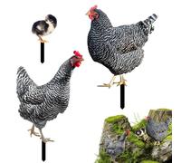 Pari pour jardin de poulet | Patio de poulet | Métal de poulet décoratif Garden Stakes | 3 pics en fer forgé résistants aux intempéries et aux intempéries pour décorations