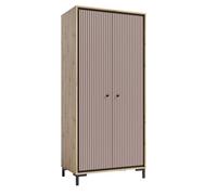 PARII Armoire penderie 2 portes 89x196 cm en bois design contemporain Rose antique