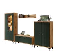 PARII Ensemble de meubles de salon Vitrine Armoire Meuble TV Étagère design contemporain Vert bouteille