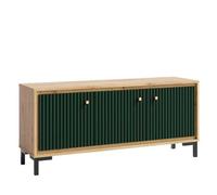PARII Meuble TV 3 Portes 130x56 cm en Bois Design Contemporain Vert Bouteille
