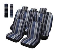Pariitadin Baja - Ensemble Complet de Housses de siège de Voiture avec Coussinets de Ceinture de sécurité, lavables et Respirants en Tissu tissé à Rayures pour intérieur de Voiture, Ajustement
