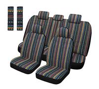 Pariitadin Baja - Ensemble Complet de Housses de siège de Voiture avec Coussinets de Ceinture de sécurité, lavables et Respirants en Tissu tissé à Rayures pour intérieur de Voiture, Ajustement