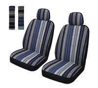 Pariitadin Baja - Ensemble de Housses de siège Avant de Voiture avec Coussinets de Ceinture de sécurité, lavables et Respirantes, en Tissu tissé à Rayures, Ajustement Universel, Compatible avec la