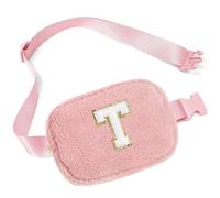 Parima Cadeaux personnalisés pour femmes et filles - Petit sac banane en peluche - Sac banane avec lettres initiales - Cadeau rose - Idée cadeau pour femme et fille, Rose, T