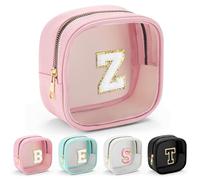 Parima Trousse de toilette transparente - Petite trousse de toilette de voyage avec lettres cadeaux pour amis, filles, sœurs - Personnalisable - Pour filles et femmes, Rose, Z
