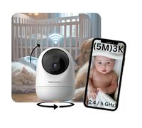 PARINNOV 5MP Camera surveillance WiFi 360°, Babyphone camera bebe compatible avec Alexa&Google Monitor, Détection de Cris et de Mouv., Suivi Auto, Audio 2 Voies, Nocturne, Mode Privé, Camera Interieur