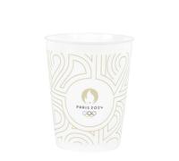 PARIS 2024 - CJO0001 Lot de 24 Gobelets Réutilisables Blanc - Verre en Plastique Polypropylène Rigide - Conçu Pour Événements Sportifs et Fêtes - Capacité 35 cl