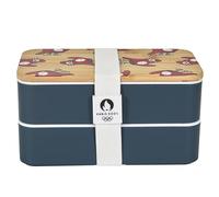 PARIS 2024 - CJO3350 Lunch Box 2 Niveaux Bande Élastique Mascotte - Conçu pour Repas Organisés - Compartiments Séparés - Sac Isotherme Inclus - Dimensions 18.5 x 10.5 x 9.7 cm