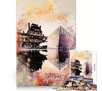 Paris à l'aquarelle Puzzle Adulte 1000 pièces Jeu d'exercice Mental apaisant Design et Assemblage Cadeau Exceptionnel (38x26cm)