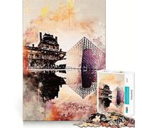 Paris à l'aquarelle Puzzle de 1000 pièces pour Adolescents Jeu intellectuel Moments de complicité Découpe de qualité Cadeau mémorable (38x52cm)