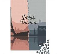 Paris and Vienna Skyline Silhouette De Puzzle en Bois, 1000 pièces | Pour jouer seul ou partager un moment en famille : ce puzzle 1000 pièces adulte se prête aux après-midis tranquilles.