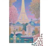 Paris Belle Époque Puzzles en Bois Adultes 1000 Pièces Jeu De Défi Familial Cadeaux d'anniversaire pour Jeux ÉduChatifs Décoration Intérieure Stress Relief Toy 1000pcs (75x50cm)