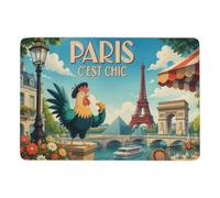 Paris C'est Chic Travel Poster Tapis 150 x 100 cm, Doux et Antidérapant | Tapis intérieur doux pour le quotidien, avec impression par transfert thermique; pour chambre d'amis et coin lecture