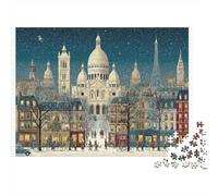 Paris Christmas Scene Colourful Paris Church 1000 Pieces Jigsaw for Adults The Impossible Challenge Brain Development 38x26cm/1000pcs