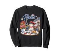 Paris City France Chat Café Tour Eiffel Croissant Art Automne Sweatshirt