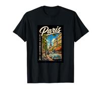Paris City Streets Eiffel Tower Classic Car Travel Graphic T-Shirt