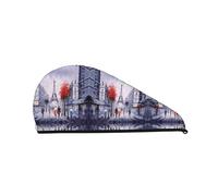 Paris City Tree Eiffel Tower Art Coral Velvet Dry Hair Cap for Women - Pratique pour la maison, les voyages et les fêtes à la piscine