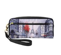Paris City Tree Eiffel Tower Art Print Petite trousse de maquillage en cuir réutilisable pour accessoires cosmétiques, trousse de toilette de voyage, Noir , Taille unique