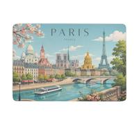 Paris Cityscape with Landmarks Tapis 150 x 100 cm, Doux et Antidérapant | Tapis 150 x 100 cm pour l'automne, avec poils courts; pour chambre d'amis et coin lecture