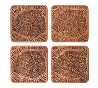 Paris Coaster carte de la ville, Ensemble de 4, Sapele Coaster en bois avec la carte de la ville, Fait main