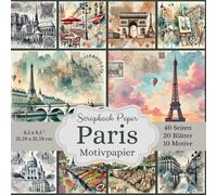 Paris-Collage-Motivpapier Scrapbook-Papierkollektion: 20 hochwertige Blätter in 10 einzigartigen Designs, jeweils doppelt enthalten, bieten Ihnen eine ... Motiven - Quadratisch, 21,59 x 21,59 cm