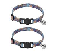 Paris Colorful Sky Lot de 2 colliers pour chat en polyester doux facile à nettoyer