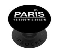 Paris Coordinate I France Voyage France Tour Eiffel Français PopSockets PopGrip Adhésif