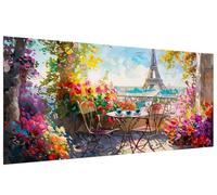 Paris Diamond Painting Adulte Fleurs Peinture Diamant 30x60cm Broderie Diamant Kit DIY Diamond Painting Enfant Adulte Débutants Strass Point de Croix Cristal Peinture, Pour Murale Maison Décor A-U51