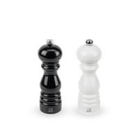 PEUGEOT - Duo Paris - Moulin à Poivre + Moulin à Sel 18 cm - Réglage Classique - Bois Revalorisé Labellisé PEFC - Fabrication Française - Coloris Noir & Blanc