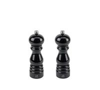 Paris Duo de moulins à poivre et à sel manuels en bois, laqué noir, 18 cm