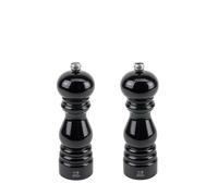 Paris Duo De Moulins À Poivre Et À Sel Manuels En Bois, Laqué Noir, 18 Cm