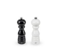 Paris Duo de moulins à poivre et à sel manuels en bois laqué noir et laqué blanc 18 cm - 7'